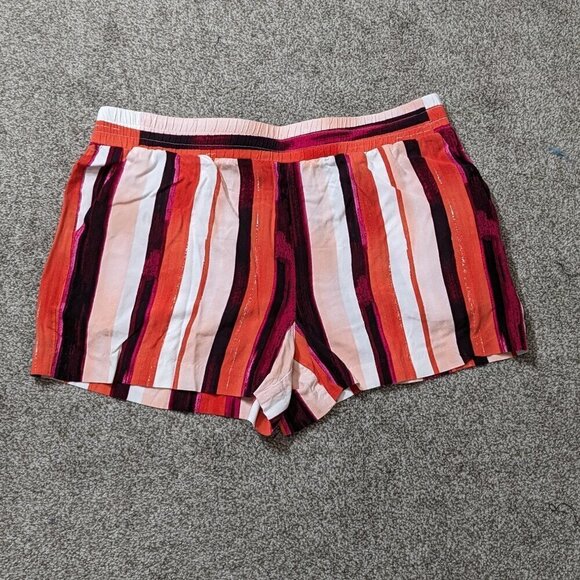 APT. 9 Orange Striped Casual Pull-On Rayon Shorts; Size L - Picture 2 of 5